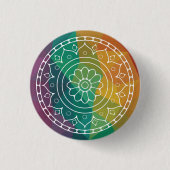 Mandalabloem in regenboogkleurige boho ronde button 3,2 cm (Voorkant)