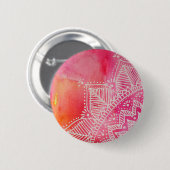 Mandalabloem op waterverf achtergrond - roze ronde button 5,7 cm (Voorkant /achterkant)