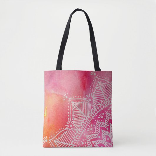 Mandalabloem op waterverf achtergrond - roze tote bag (Voorkant)