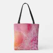 Mandalabloem op waterverf achtergrond - roze tote bag (Achterkant)