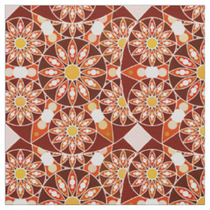 Mandalapatroon, bruin, roest, tan, beige stof
