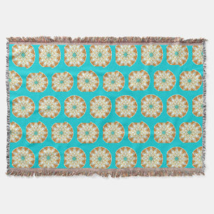 Mandalapatroon in chocolade, tan en turquoise deken