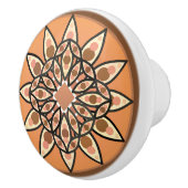 Mandalapatroon in chocolade, terracotta en roest keramische knop (Rechts)