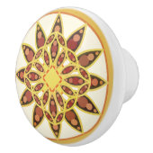 Mandalapatroon in chocolade, terracotta en roest keramische knop (Rechts)