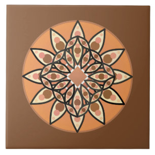 Mandalapatroon in chocolade, terracotta en roest tegeltje