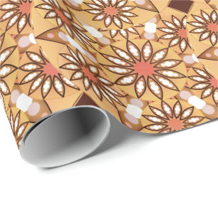 Mandalapatroon, karamelkleurig, chocoladebruin cadeaupapier