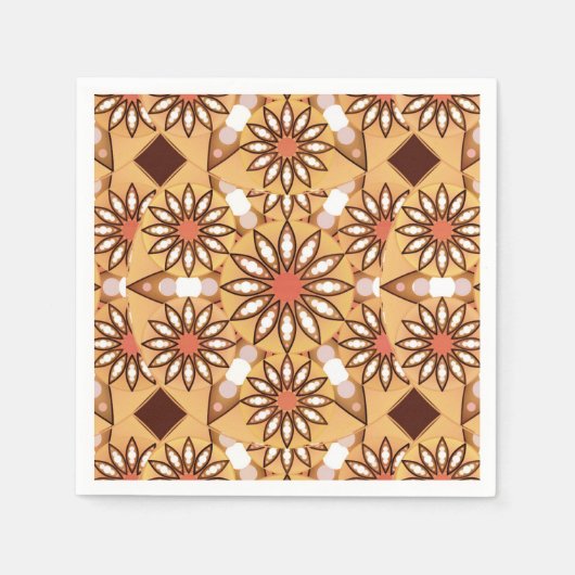 Mandalapatroon, karamelkleurig, chocoladebruin servetten (Voorkant)