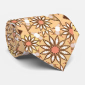 Mandalapatroon, karamelkleurig, chocoladebruin stropdas (Opgerold)