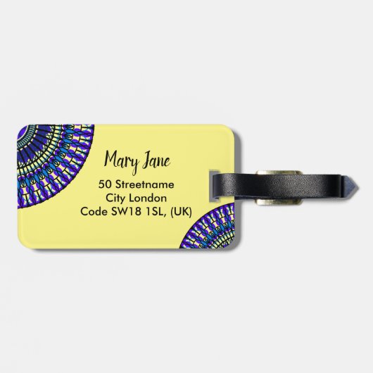 Mandalas Blue Tranquil Elegant Simple Unique Bagagelabel (Achterkant horizontaal)