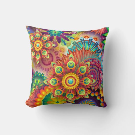 Mandalas Cushion. Levendige kleuren Kussen (Voorkant)