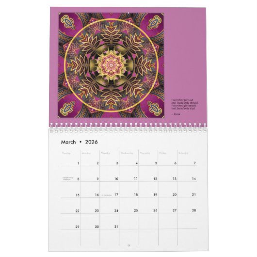 Mandalas for Times of Transition Calendar Kalender (Mar 2026)