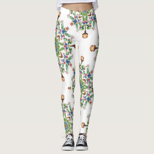 Mandalas Formed From Floral Seamless Pattern Leggings (Voorkant)