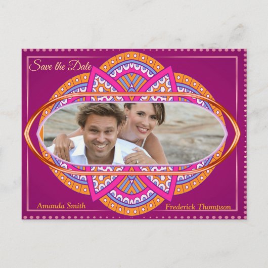 Mandala's in Cerise Pinks & matching herhalingspat Aankondigingskaart (Voorkant)