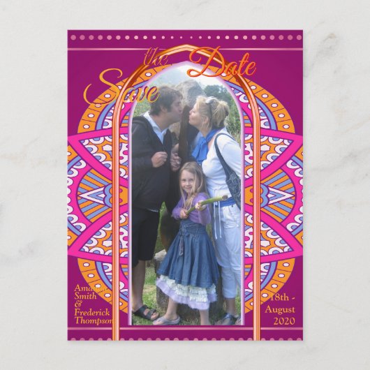 Mandala's in Cerise Pinks & matching herhalingspat Aankondigingskaart (Voorkant)