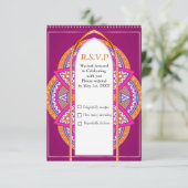 Mandala's in Cerise Pinks & matching herhalingspat RSVP Kaartje (Staand voorkant)