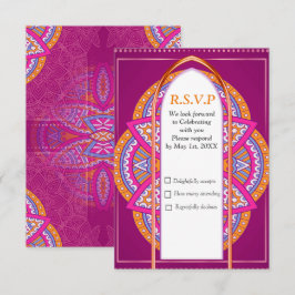 Mandala's in Cerise Pinks & matching herhalingspat RSVP Kaartje