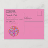 Mandala's in Cerise Roze, Blauw & Sinaasappel Aankondigingskaart (Achterkant)