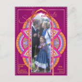 Mandala's in Cerise Roze, Blauw & Sinaasappel Aankondigingskaart (Voorkant)