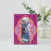 Mandala's in Cerise Roze, Blauw & Sinaasappel Aankondigingskaart (Staand voorkant)