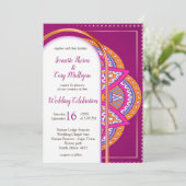 Mandala's in Cerise Roze, Blauw & Sinaasappel Kaart (Staand voorkant)