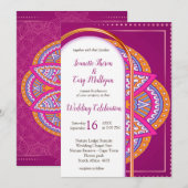 Mandala's in Cerise Roze, Blauw & Sinaasappel Kaart (Voorkant / Achterkant)