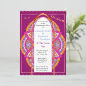 Mandala's in een gemengde Cerise Pink uitnodiging (Staand voorkant)