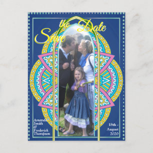 Mandala's in gemengd Nederlands Blauw Aankondigingskaart