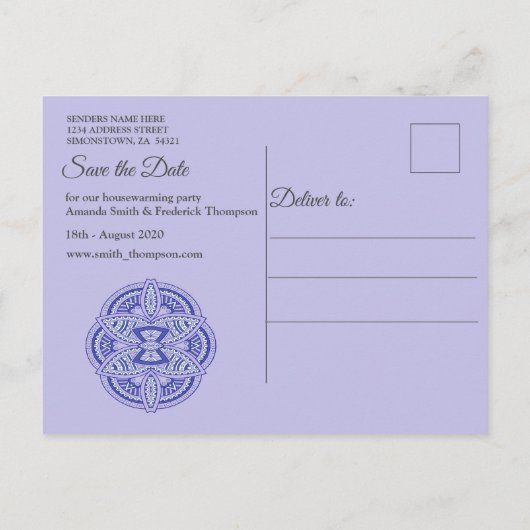 Mandala's in gemengd Nederlands Blauw Aankondigingskaart (Achterkant)