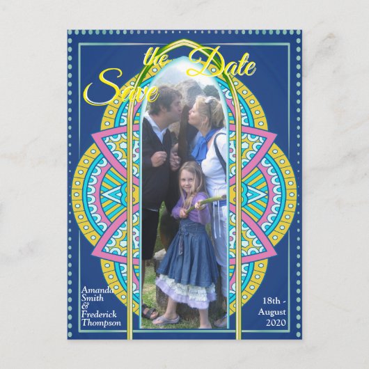 Mandala's in gemengd Nederlands Blauw Aankondigingskaart (Voorkant)