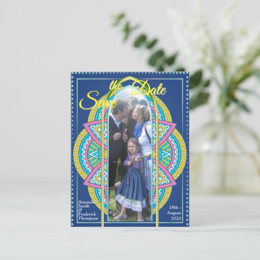 Mandala's in gemengd Nederlands Blauw Aankondigingskaart (Staand voorkant)