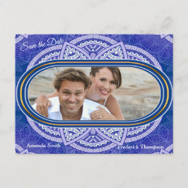 Mandala's in gemengd Nederlands Blauw Aankondigingskaart