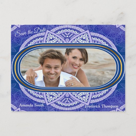 Mandala's in gemengd Nederlands Blauw Aankondigingskaart (Voorkant)