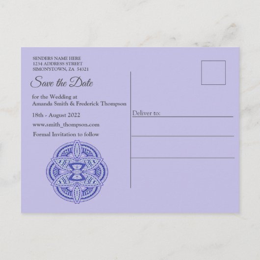 Mandala's in gemengd Nederlands Blauw Aankondigingskaart (Achterkant)