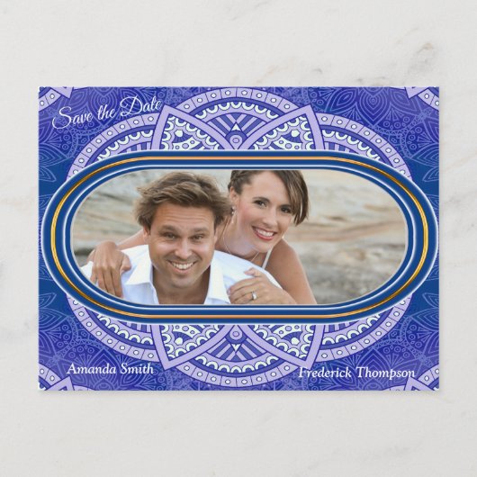 Mandala's in gemengd Nederlands Blauw Aankondigingskaart (Voorkant)