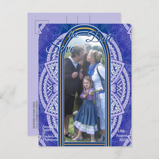 Mandala's in gemengd Nederlands Blauw Aankondigingskaart (Voorkant / Achterkant)