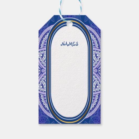 Mandala's in gemengd Nederlands Blauw Cadeaulabel (Voorkant)