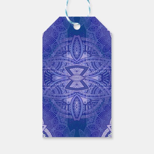 Mandala's in gemengd Nederlands Blauw Cadeaulabel (Achterkant)