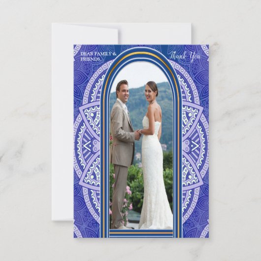 Mandala's in gemengd Nederlands Blauw Dank u RSVP Kaartje (Voorkant)