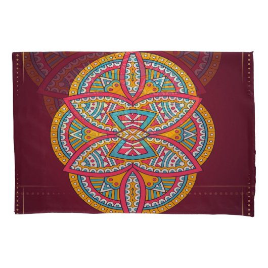 Mandala's in gemengde maroon-herhalingspatronen kussensloop (Voorkant)