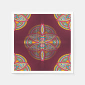Mandala's in Gemengde Marrons - Rood & Herhaal pat Servet (Voorkant)