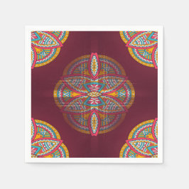 Mandala's in Gemengde Marrons - Rood & Herhaal pat Servet