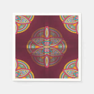 Mandala's in Gemengde Marrons - Rood & Herhaal pat Servet