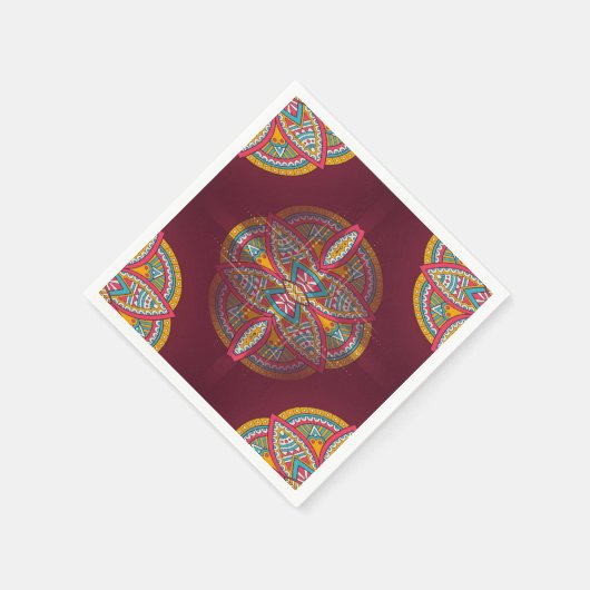 Mandala's in Gemengde Marrons - Rood & Herhaal pat Servet (Hoek)