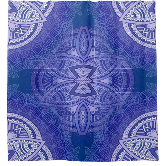 Mandalas in gemengde Nederlands-blauwe herhalingsp Douchegordijn (Voorkant)