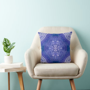 Mandalas in gemengde Nederlandse blauwe herhalings Kussen