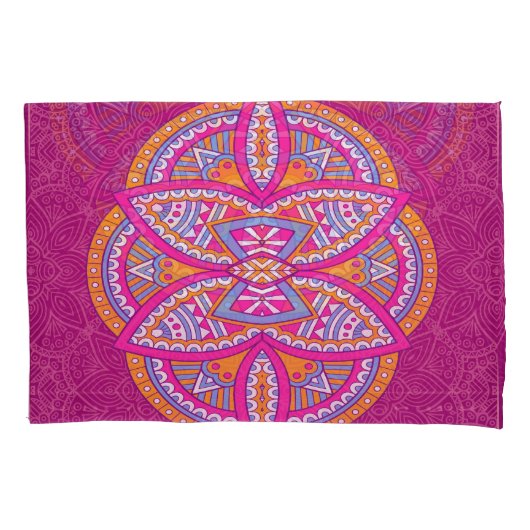 Mandalas in gemengde roze herhaalde patronen kussensloop (Voorkant)