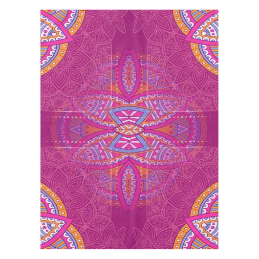 Mandalas in gemengde roze herhaalde patronen tafelkleed (Voorkant)