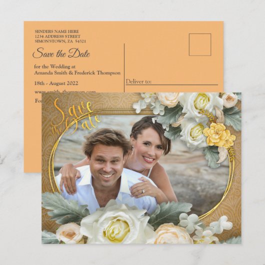 Mandala's in Goud, witte rozen foto lijst Aankondigingskaart (Voorkant / Achterkant)