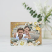 Mandala's in Goud, witte rozen foto lijst Aankondigingskaart (Staand voorkant)