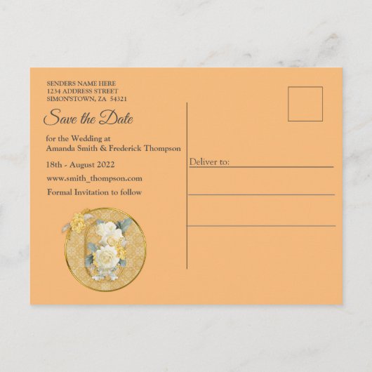 Mandala's in Goud, witte rozen foto lijst Aankondigingskaart (Achterkant)